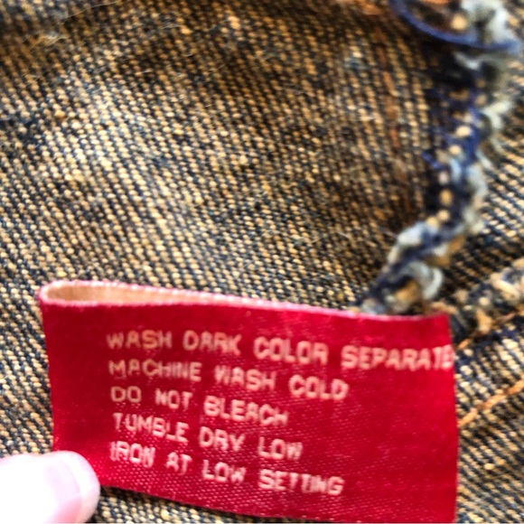 Jennyfer J denim Jean jacket front pockets distressed Patchwork Medium. EC* - Picture 11 of 14